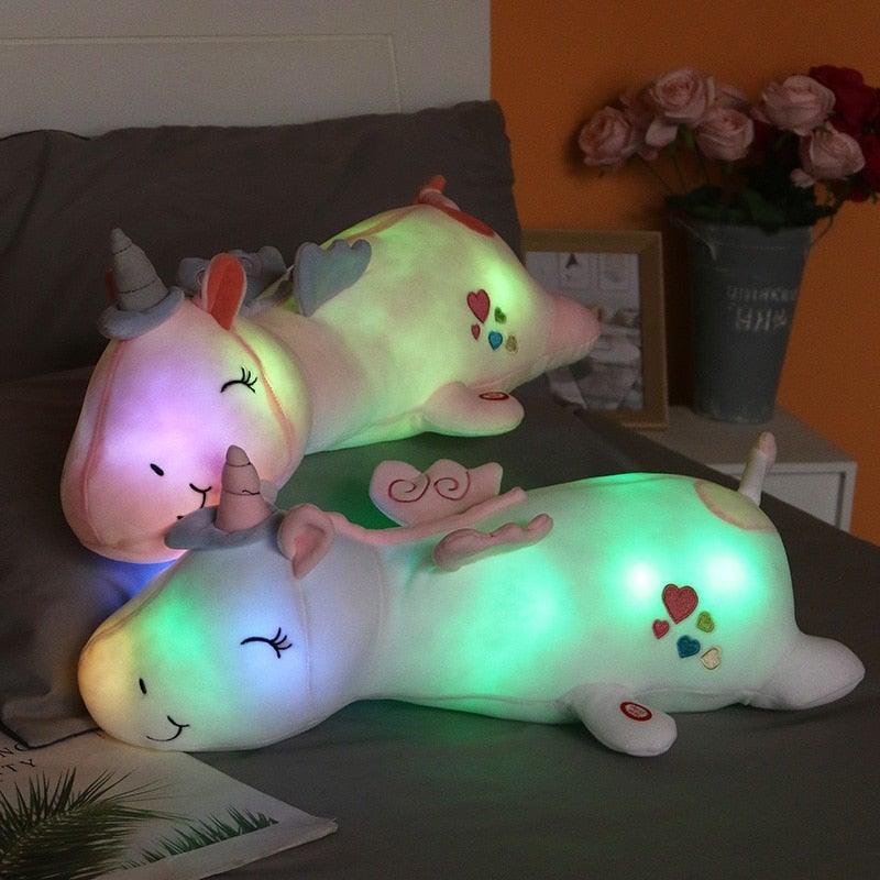 LumiGlow | Niedliches, weiches Plüscheinhorn-Kuscheltier für Kinder