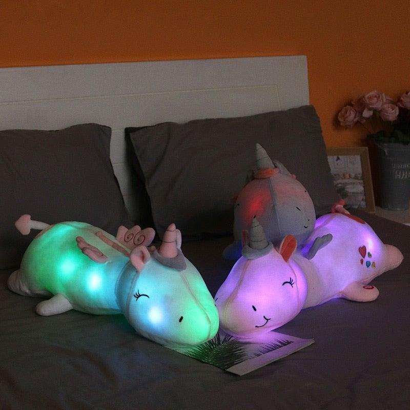 LumiGlow | Niedliches, weiches Plüscheinhorn-Kuscheltier für Kinder
