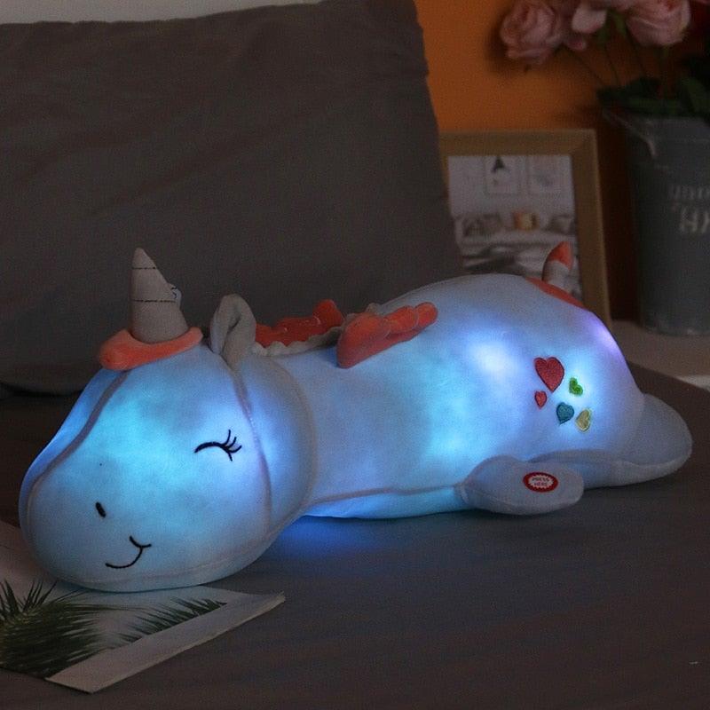 LumiGlow | Niedliches, weiches Plüscheinhorn-Kuscheltier für Kinder