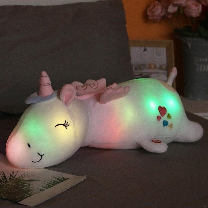 LumiGlow | Niedliches, weiches Plüscheinhorn-Kuscheltier für Kinder