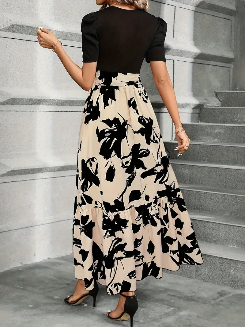 Damen Elegantes Taillenbindung Maxikleid