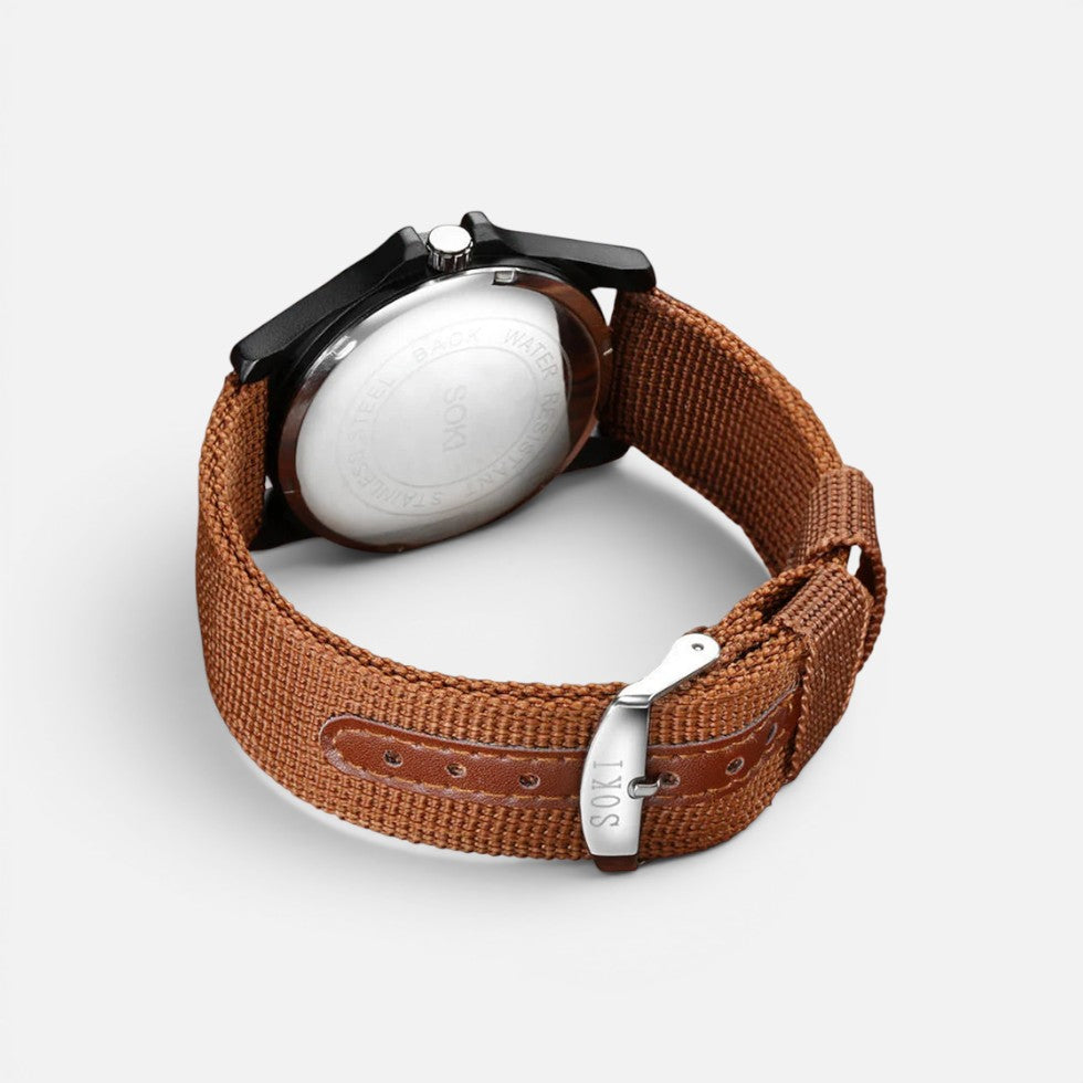 Armbanduhr Analog Ziffernblatt Stoffarmband Rundes Gehäuse