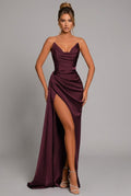 Maxi Kleid Damen | Trägerlos, Herzausschnitt & Beinschlitz