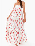 Maxi Kleid Damen | Trägerloses Bandeau & Verspielter Maritim-Print