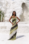 Maxi Kleid Damen | Wasserfallausschnitt & Neckholder-Design