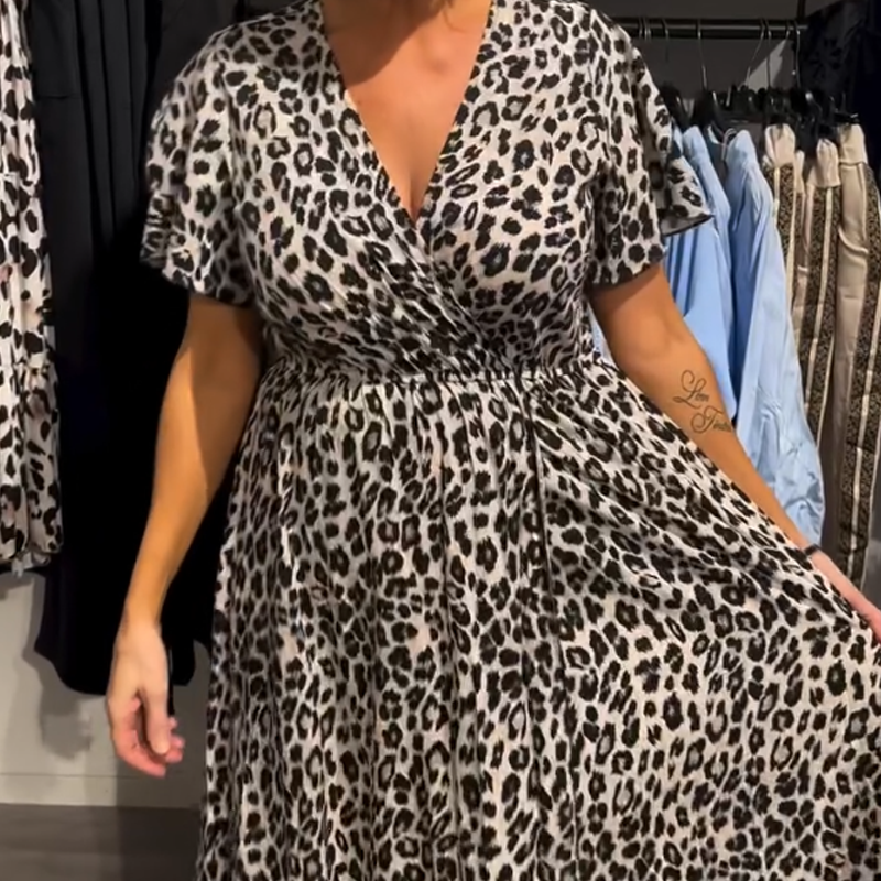 Maxi Kleid Damen | Wickeloptik & Animal-Print