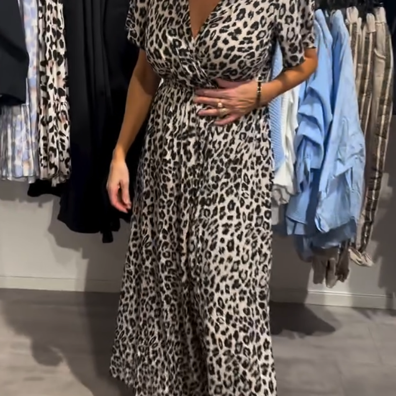 Maxi Kleid Damen | Wickeloptik & Animal-Print