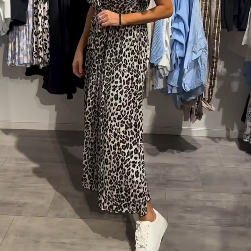 Maxi Kleid Damen | Wickeloptik & Animal-Print