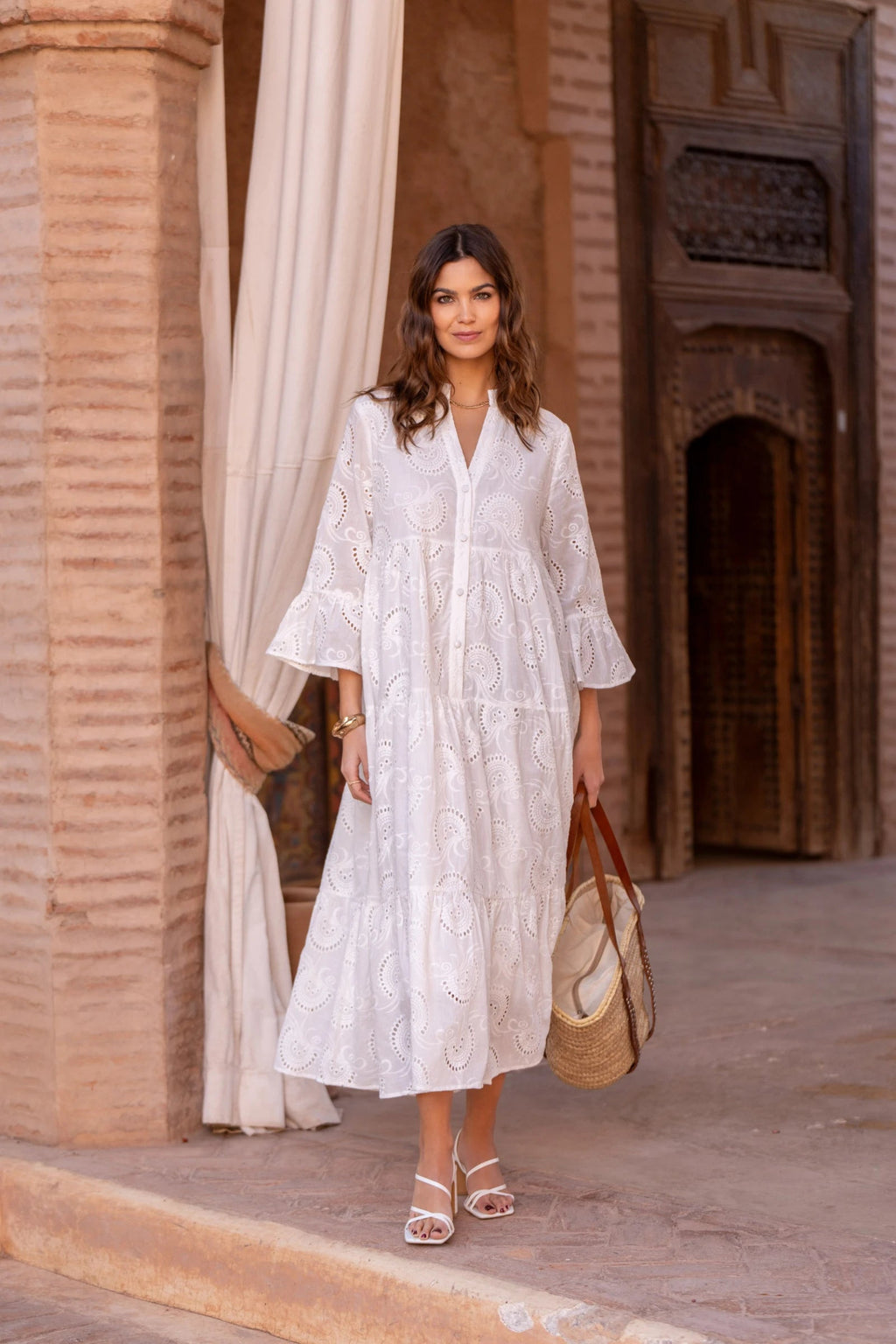 Maxikleid Damen | Broderie Anglaise & Romantisch-Femininer Boho-Stil