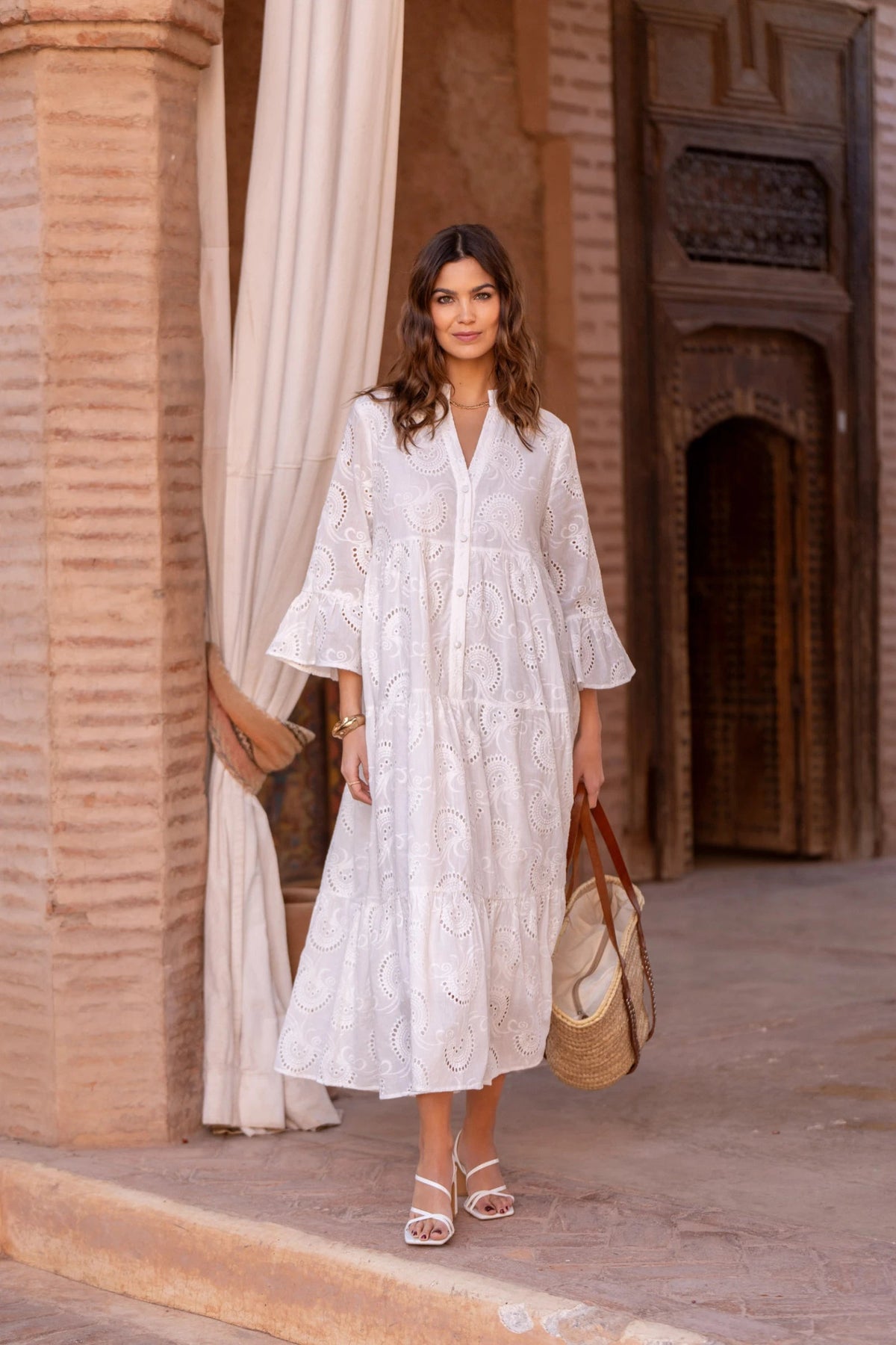 Maxikleid Damen | Broderie Anglaise & Romantisch-Femininer Boho-Stil