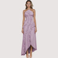Maxikleid Damen | Halterneck & Rüschen Elegant