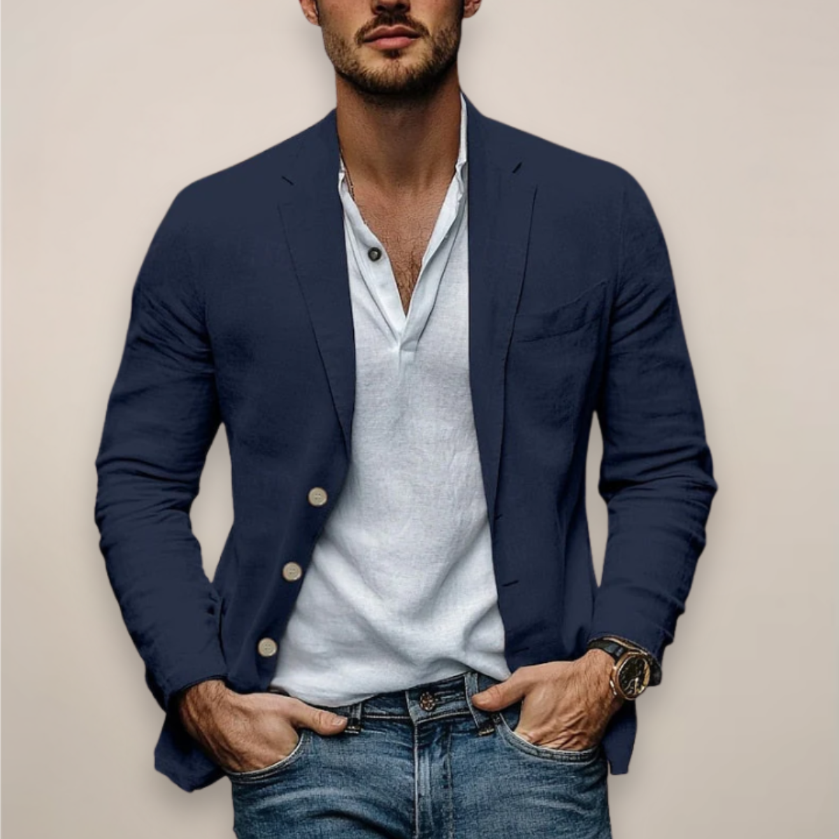 Herren Sommer Reverskragen Blazer Sakko