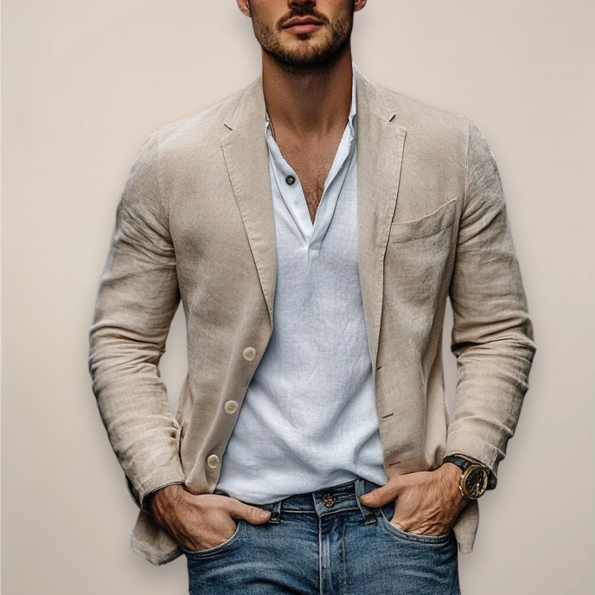 Herren Sommer Reverskragen Blazer Sakko