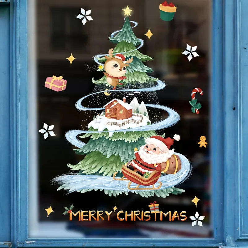 MerryScenes | Transparente Glasaufkleber für festliche Fenster