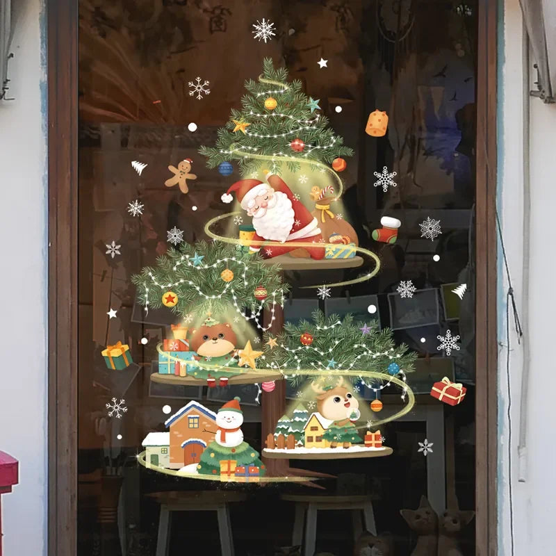 MerryScenes | Transparente Glasaufkleber für festliche Fenster