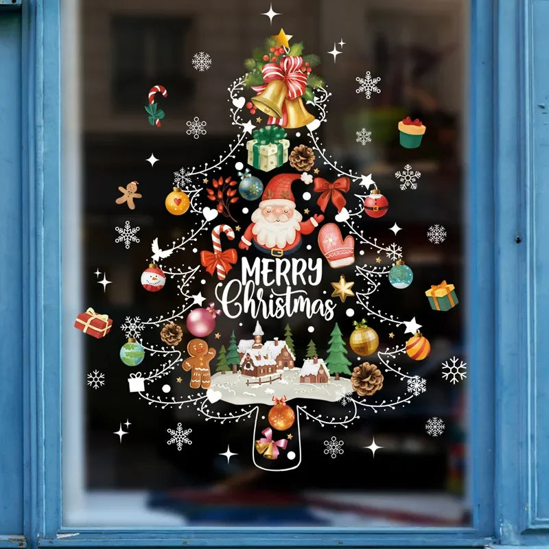 MerryScenes | Transparente Glasaufkleber für festliche Fenster