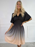 Midi Kleid Damen | Fledermausärmel & Taillierter Smok-Bund