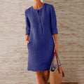Midi Kleid Damen | Knopfleiste & Seitentaschen