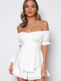Mini Kleid Damen | Off-Shoulder & Gestufte Rüschenlagen