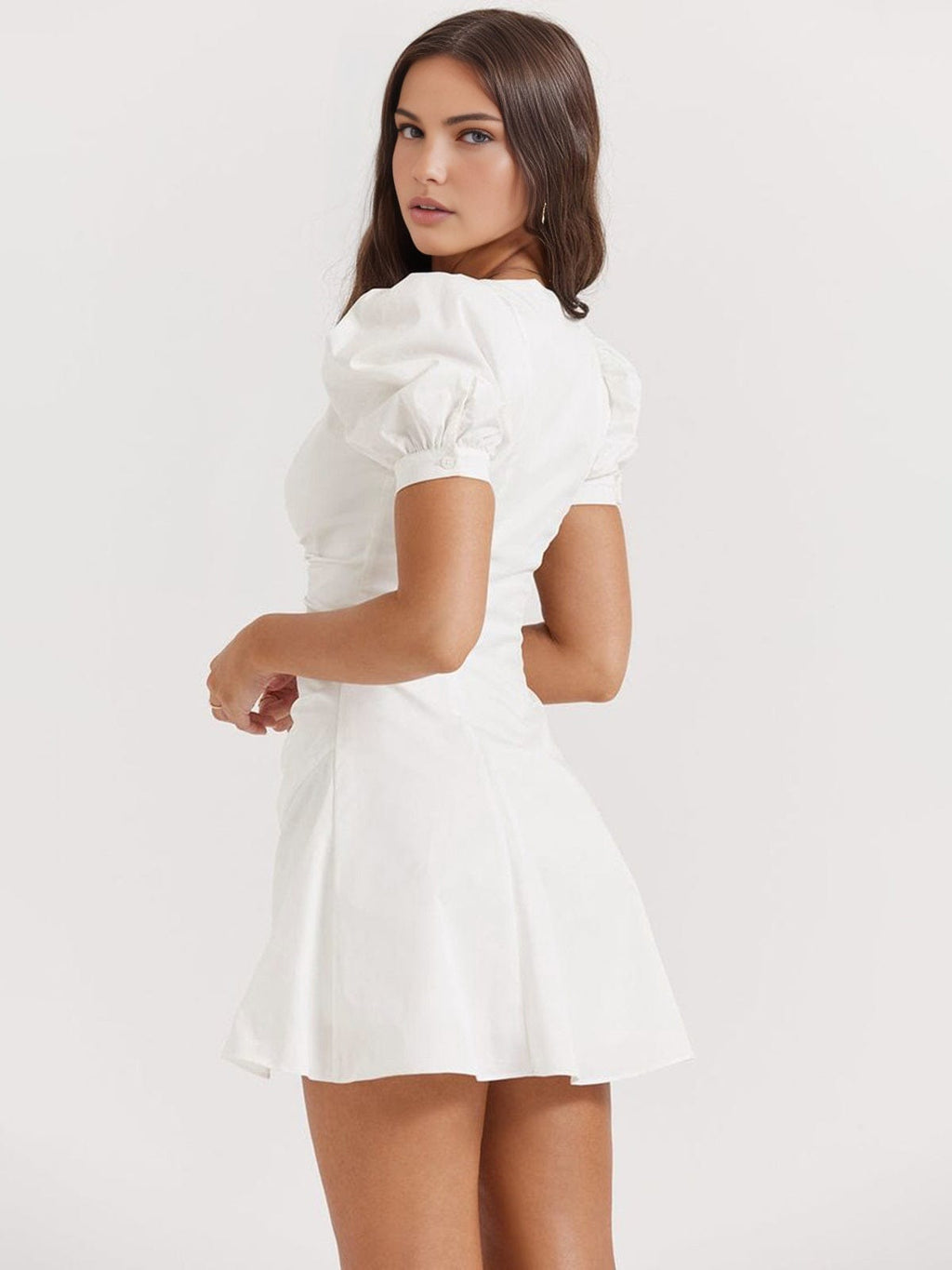 Mini Kleid Damen | Puffärmel & Geraffter Figurschnitt