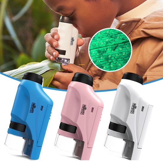 Mini-Taschenmikroskop – LED-Licht & 60- bis 120-facher Zoom für lehrreiche Entdeckungen von Kindern