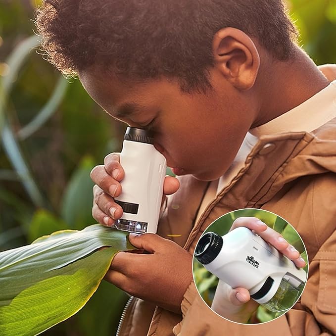Mini-Taschenmikroskop – LED-Licht & 60- bis 120-facher Zoom für lehrreiche Entdeckungen von Kindern