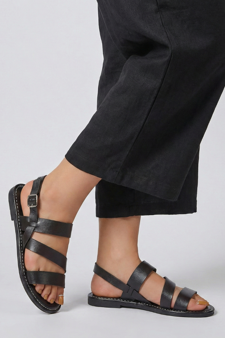 Damen Modern Flache Sandalen mit Fersenriemen