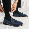Mokassin Herren | Eleganter Tassel-Slipper mit Wildleder-Optik & Golddetail