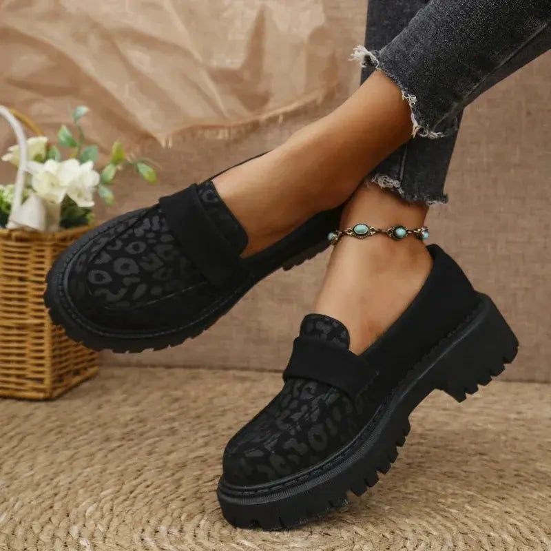 Mokassins Damen | Leopardenmuster & Plateau