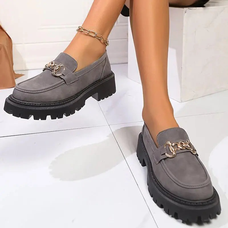 Mokassins Damen | Plateau & Goldkette Elegant