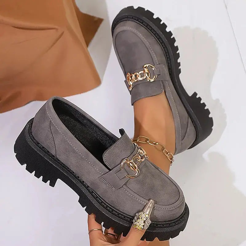 Mokassins Damen | Plateau & Goldkette Elegant