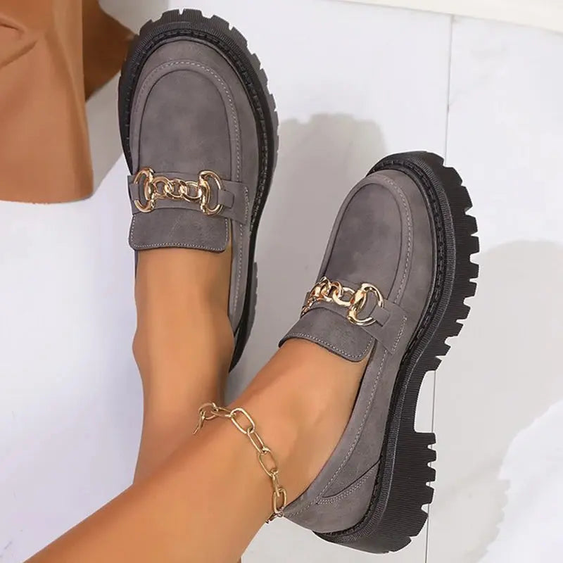 Mokassins Damen | Plateau & Goldkette Elegant