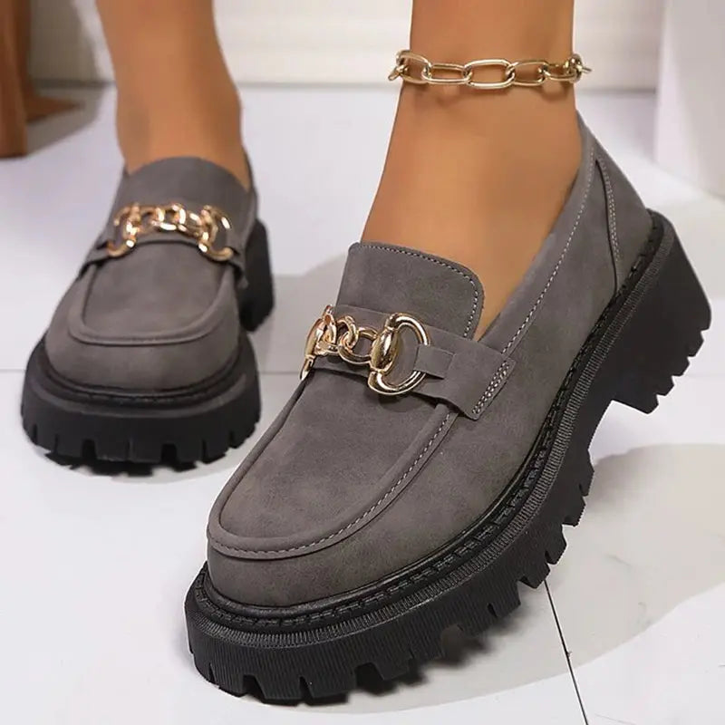 Mokassins Damen | Plateau & Goldkette Elegant
