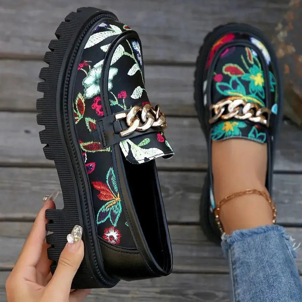 Mokassins Damen | Plateau & Goldkette Statement