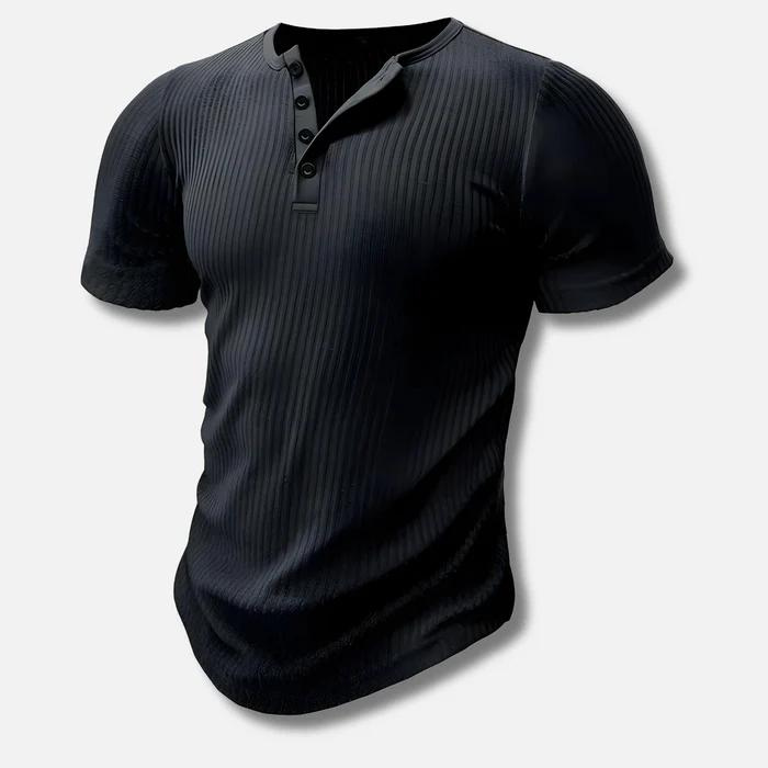 Herren Muscle Fit Kurzarm Henley T-Shirt
