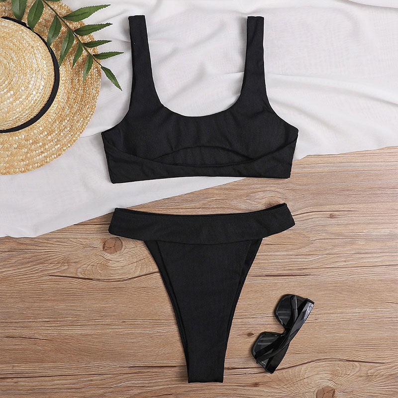Damen Bikini-Set mit modischem hochgeschnittenem Höschen und figurformendem Oberteil Drune