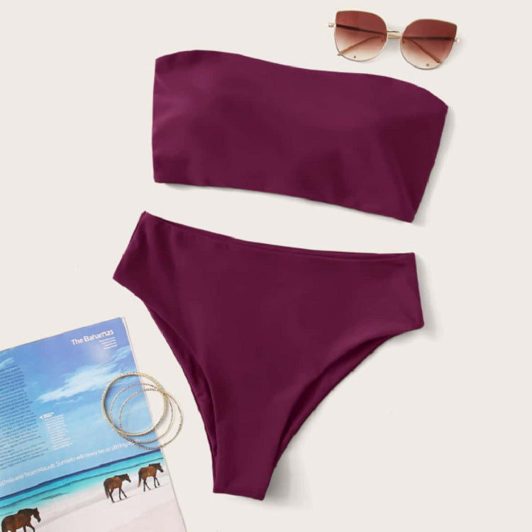 Damen Bandeau-Bikini Set mit hochgeschnittenem Slip Drune