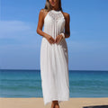 Damen Maxikleid mit elegantem Häkeloberteil und lockerer Silhouette Drune
