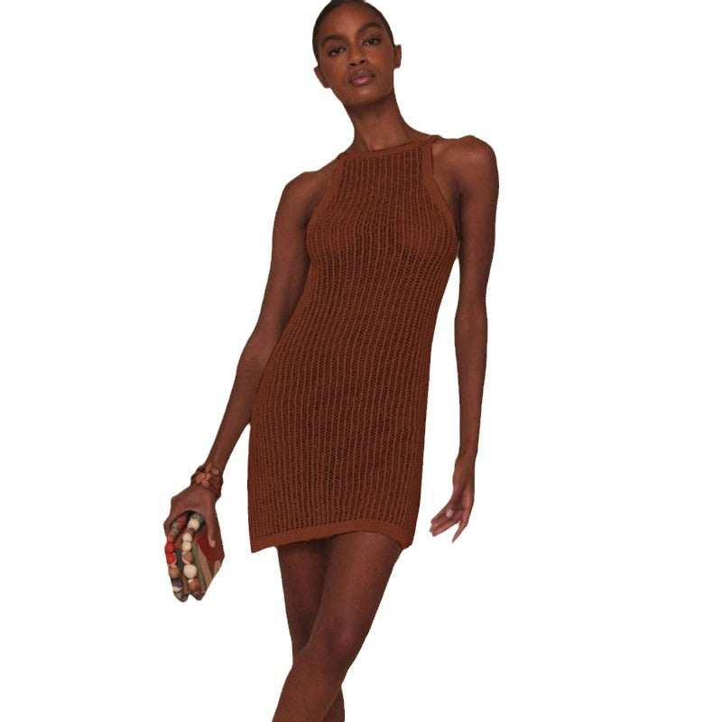 Damen lässiges Häkelkleid im minimalistischen Stil Drune
