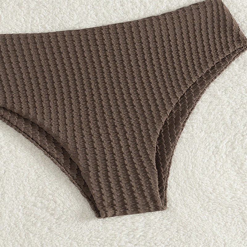 Damen Bandeau-Bikini mit raffiniertem Knoten-Design und hohem Bund Drune