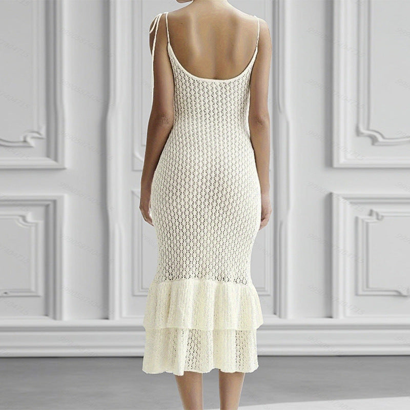 Damen Häkelkleid mit voluminösem Rüschenbesatz Drune