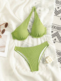 Damen Bikini-Set mit dreieckigem Oberteil und hoch geschnittenem Unterteil Drune