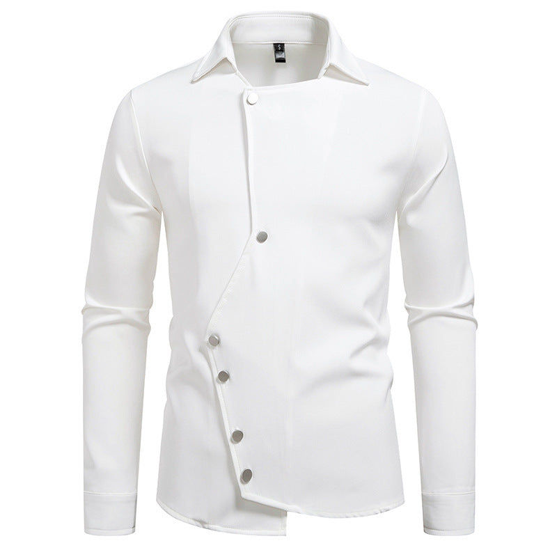 Herren Hemd mit asymmetrischem Knopfdesign und modernem Kragen Drune