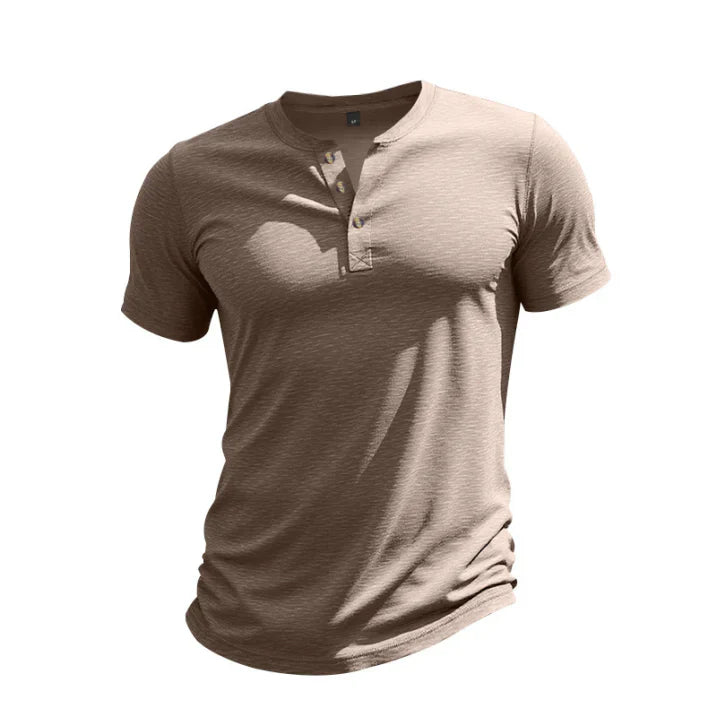 Herren Sommer Slim Fit Henley T-shirt