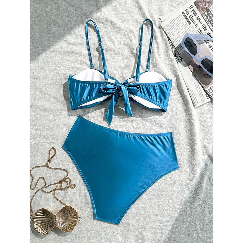 Damen Bandeau-Bikini mit elegantem Muschel-Detail und hohem Beinausschnitt Drune