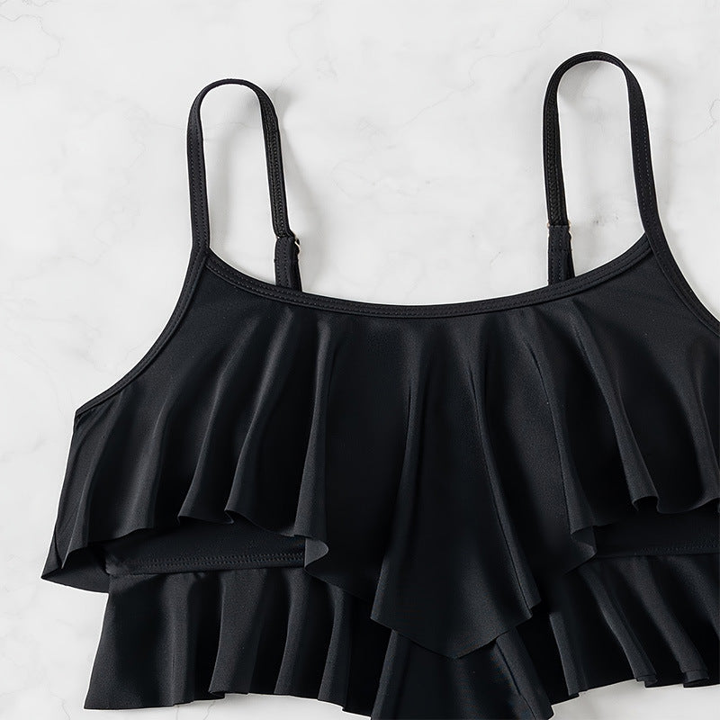 Damen Bikini-Set mit elegantem Volant-Oberteil und hochgeschnittenem Unterteil Drune