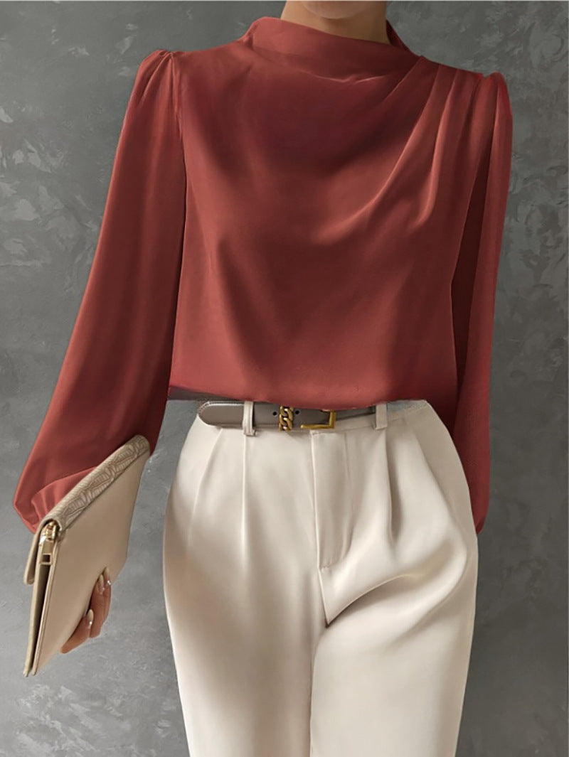 Damen Sommer Drapiert Langarm Bluse