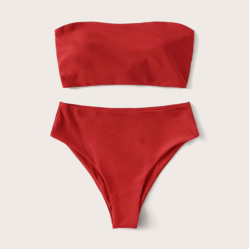 Damen Bandeau-Bikini Set mit hochgeschnittenem Slip Drune