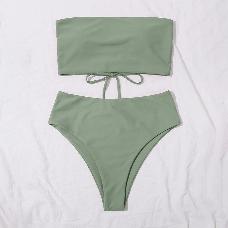 Damen Bandeau-Bikini Set mit hochgeschnittenem Slip Drune