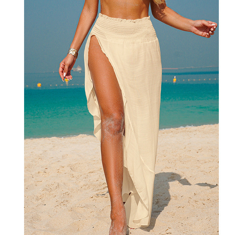 Damen Maxi-Strandrock mit seitlichem Schlitz und elastischem Bund Drune